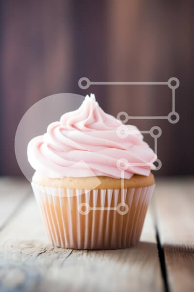 Σετ των 2 Intra Συλλεκτικό Ξύλινο Παζλ Plywood  4mm - Cupcake με ροζ πάγωμα σε ξύλινο φόντο Σε Ξύλινο Κουτί - Διαστάσεις: 10x10 cm – 25 κομμάτια