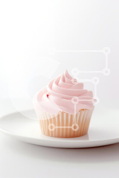 Σετ των 2 Intra Συλλεκτικό Ξύλινο Παζλ Plywood  4mm - Εύγευστο ροζ παγωμένο cupcake σε λευκό πιάτο Σε Ξύλινο Κουτί - Διαστάσεις: 10x10 cm – 25 κομμάτια