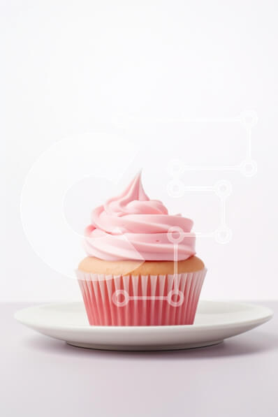 Σετ των 2 Intra Συλλεκτικό Ξύλινο Παζλ Plywood  4mm - Cupcake με ροζ γλάσο σε λευκό πιάτο Σε Ξύλινο Κουτί - Διαστάσεις: 10x10 cm – 25 κομμάτια