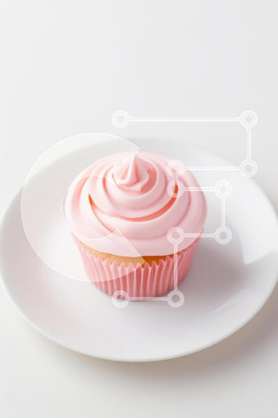 Σετ των 2 Intra Συλλεκτικό Ξύλινο Παζλ Plywood  4mm - Νόστιμο ροζ παγωμένο cupcake σε λευκό πιάτο Σε Ξύλινο Κουτί - Διαστάσεις: 10x10 cm – 25 κομμάτια