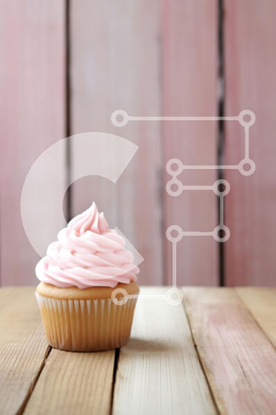 Σετ των 2 Intra Συλλεκτικό Ξύλινο Παζλ Plywood  4mm - Cupcake με ροζ πάγωμα σε ξύλινη επιφάνεια Σε Ξύλινο Κουτί - Διαστάσεις: 10x10 cm – 25 κομμάτια