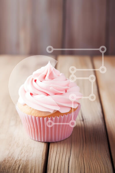 Σετ των 2 Intra Συλλεκτικό Ξύλινο Παζλ Plywood  4mm - Νόστιμο ροζ παγωμένο cupcake σε ξύλινο τραπέζι Σε Ξύλινο Κουτί - Διαστάσεις: 10x10 cm – 25 κομμάτια