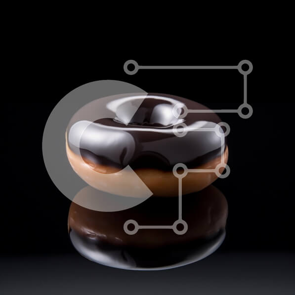 Σετ των 2 Intra Συλλεκτικό Ξύλινο Παζλ Plywood  4mm - Σοκολατένιο ντόνατ σε ανακλαστική επιφάνεια Σε Ξύλινο Κουτί - Διαστάσεις: 10x10 cm – 25 κομμάτια