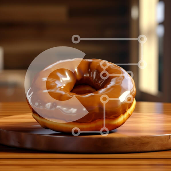 Σετ των 2 Intra Συλλεκτικό Ξύλινο Παζλ Plywood  4mm - Ντόνατ με γλάσο σοκολάτας σε ξύλινη επιφάνεια Σε Ξύλινο Κουτί - Διαστάσεις: 10x10 cm – 25 κομμάτια