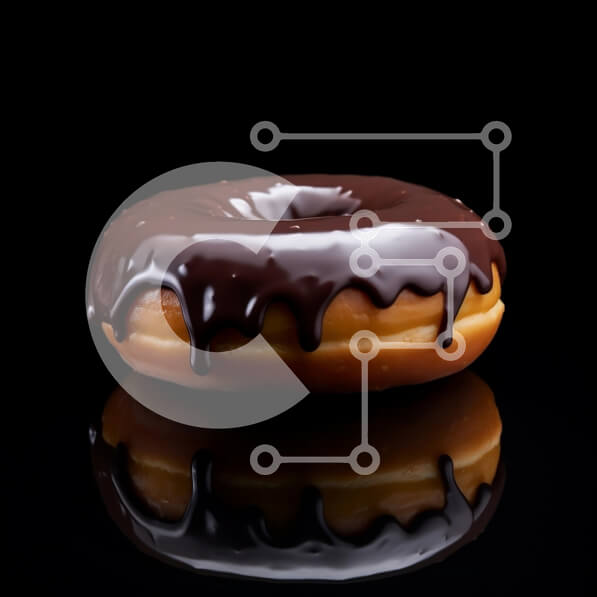 Σετ των 2 Intra Συλλεκτικό Ξύλινο Παζλ Plywood  4mm - Ντόνατ καλυμμένο με σοκολάτα σε μαύρο φόντο Σε Ξύλινο Κουτί - Διαστάσεις: 10x10 cm – 25 κομμάτια