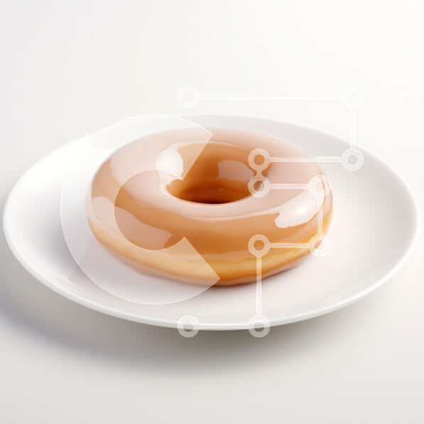 Σετ των 2 Intra Συλλεκτικό Ξύλινο Παζλ Plywood  4mm - Γυαλισμένο ντόνατ σε λευκό πιάτο Σε Ξύλινο Κουτί - Διαστάσεις: 10x10 cm – 25 κομμάτια