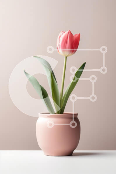 Σετ των 2 Intra Συλλεκτικό Ξύλινο Παζλ Plywood  4mm - Μονή ροζ τουλίπα σε ανοιχτό ροζ γλάστρα Σε Ξύλινο Κουτί - Διαστάσεις: 10x10 cm – 25 κομμάτια