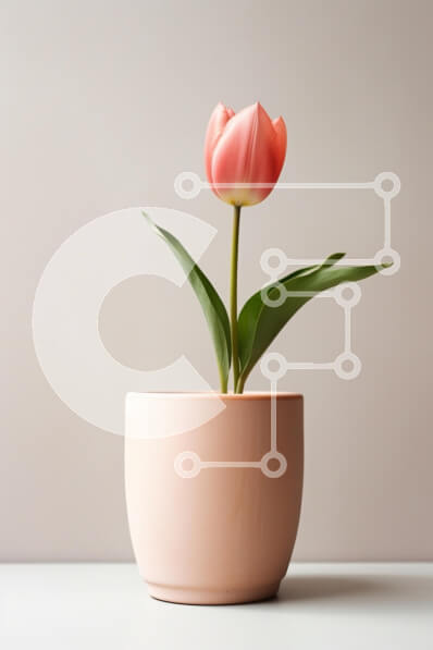 Σετ των 2 Intra Συλλεκτικό Ξύλινο Παζλ Plywood  4mm - Ροζ τουλίπα σε μοντέρνο δοχείο Σε Ξύλινο Κουτί - Διαστάσεις: 10x10 cm – 25 κομμάτια