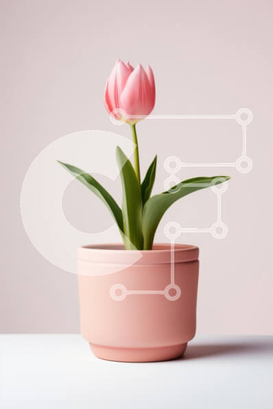 Σετ των 2 Intra Συλλεκτικό Ξύλινο Παζλ Plywood  4mm - Μονή ροζ τουλίπα σε ροζ γλάστρα Σε Ξύλινο Κουτί - Διαστάσεις: 10x10 cm – 25 κομμάτια