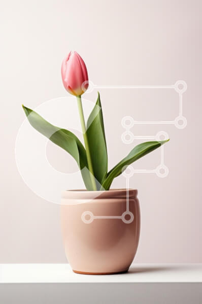 Σετ των 2 Intra Συλλεκτικό Ξύλινο Παζλ Plywood  4mm - Ροζ τουλίπα σε γλάστρα Σε Ξύλινο Κουτί - Διαστάσεις: 10x10 cm – 25 κομμάτια