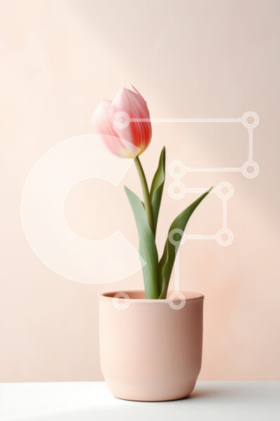 Σετ των 2 Intra Συλλεκτικό Ξύλινο Παζλ Plywood  4mm - Μονή ροζ τουλίπα σε μινιμαλιστική γλάστρα Σε Ξύλινο Κουτί - Διαστάσεις: 10x10 cm – 25 κομμάτια