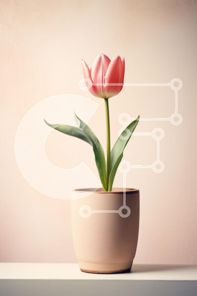 Σετ των 2 Intra Συλλεκτικό Ξύλινο Παζλ Plywood  4mm - Μονή ροζ τουλίπα σε γλάστρα Σε Ξύλινο Κουτί - Διαστάσεις: 10x10 cm – 25 κομμάτια