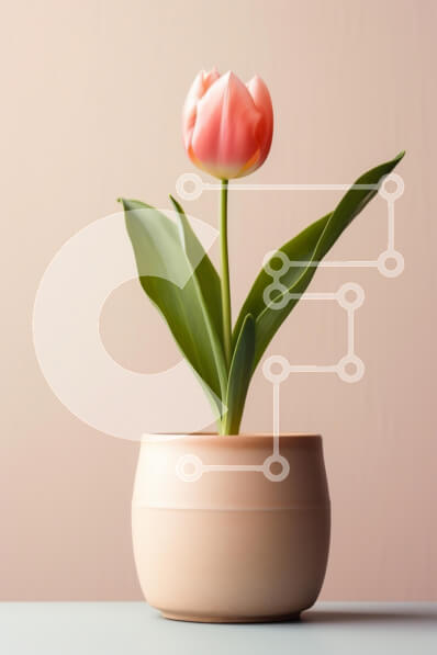 Σετ των 2 Intra Συλλεκτικό Ξύλινο Παζλ Plywood  4mm - Μονόχρωμη ροζ τουλίπα σε κομψή γλάστρα Σε Ξύλινο Κουτί - Διαστάσεις: 10x10 cm – 25 κομμάτια