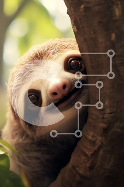 Σετ των 2 Intra Συλλεκτικό Ξύλινο Παζλ Plywood  4mm - Περίεργος νωθρός που κρυφοκοιτάζει πίσω από ένα δέντρο Σε Ξύλινο Κουτί - Διαστάσεις: 10x10 cm – 25 κομμάτια