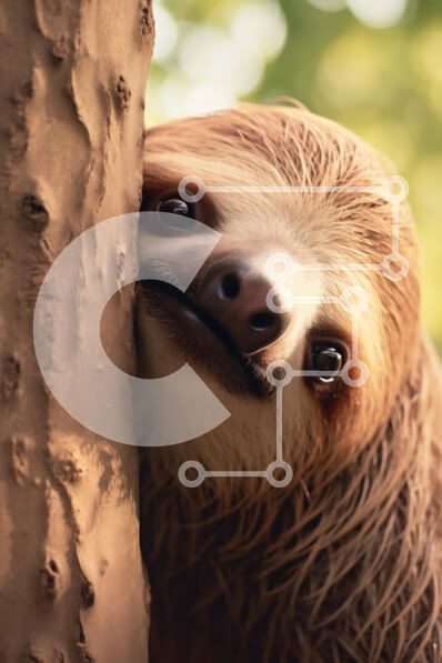 Σετ των 2 Intra Συλλεκτικό Ξύλινο Παζλ Plywood  4mm - Τεμπελιά που κρυφοκοιτάζει γύρω από ένα δέντρο Σε Ξύλινο Κουτί - Διαστάσεις: 10x10 cm – 25 κομμάτια