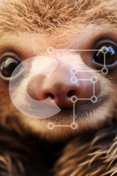 Σετ των 2 Intra Συλλεκτικό Ξύλινο Παζλ Plywood  4mm - Κοντινό πλάνο του προσώπου μιας τεμπέλης με μεγάλα μάτια Σε Ξύλινο Κουτί - Διαστάσεις: 10x10 cm – 25 κομμάτια