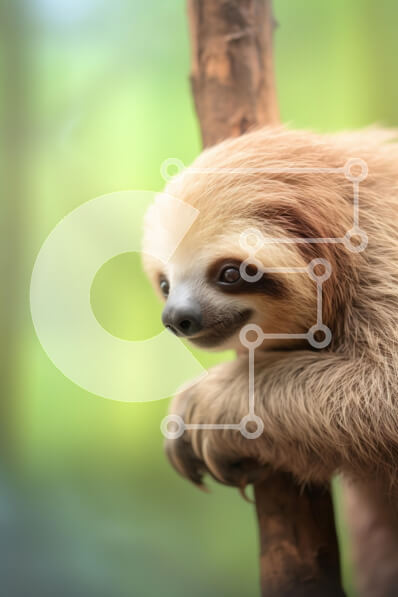 Σετ των 2 Intra Συλλεκτικό Ξύλινο Παζλ Plywood  4mm - Κοντινό πλάνο ενός νωθρού σε ένα κλαδί δέντρου Σε Ξύλινο Κουτί - Διαστάσεις: 10x10 cm – 25 κομμάτια