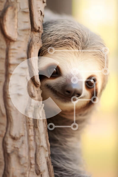 Σετ των 2 Intra Συλλεκτικό Ξύλινο Παζλ Plywood  4mm - Περίεργος νωθρός που κρυφοκοιτάζει από το δέντρο Σε Ξύλινο Κουτί - Διαστάσεις: 10x10 cm – 25 κομμάτια