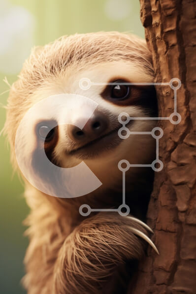 Σετ των 2 Intra Συλλεκτικό Ξύλινο Παζλ Plywood  4mm - Αξιολάτρευτος νωθρός που κρυφοκοιτάζει από το δέντρο Σε Ξύλινο Κουτί - Διαστάσεις: 10x10 cm – 25 κομμάτια