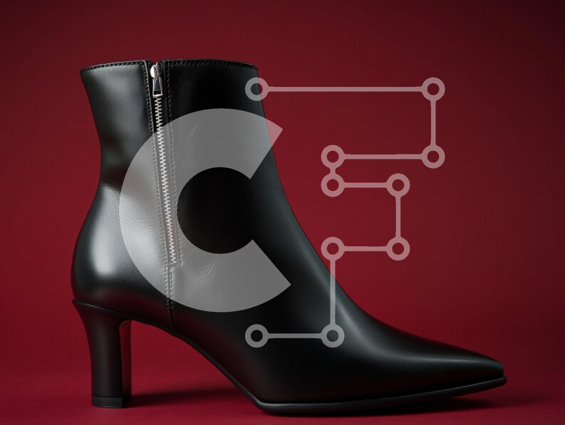 Intra Συλλεκτικό Ξύλινο Παζλ Plywood  4mm - Κομψό μαύρο μποτάκι σε κόκκινο φόντο Σε Ξύλινο Κουτί - Διαστάσεις Puzzle: 10x10 cm – 25 κομμάτια