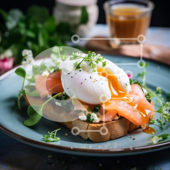 Σετ των 2 Intra Συλλεκτικό Ξύλινο Παζλ Plywood  4mm - Γκουρμέ τοστ με αυγό ποσέ και καπνιστό σολομό Σε Ξύλινο Κουτί - Διαστάσεις: 10x10 cm – 25 κομμάτια