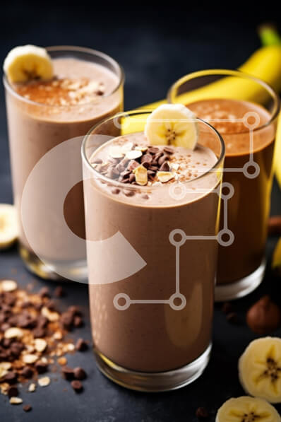 Σετ των 2 Intra Συλλεκτικό Ξύλινο Παζλ Plywood  4mm - Λαχταριστά Smoothies σοκολάτας μπανάνας Σε Ξύλινο Κουτί - Διαστάσεις: 10x10 cm – 25 κομμάτια