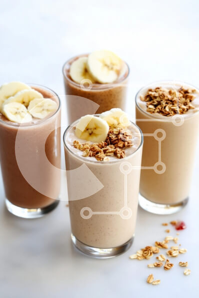 Σετ των 2 Intra Συλλεκτικό Ξύλινο Παζλ Plywood  4mm - Λαχταριστά Smoothies με Μπανάνα και Granola Σε Ξύλινο Κουτί - Διαστάσεις: 10x10 cm – 25 κομμάτια