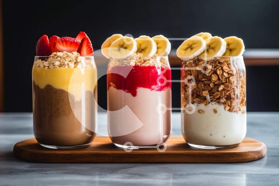 Σετ των 2 Intra Συλλεκτικό Ξύλινο Παζλ Plywood  4mm - Επιδόρπια με τρεις στρώσεις σε διάφανα ποτήρια Σε Ξύλινο Κουτί - Διαστάσεις: 10x10 cm – 25 κομμάτια