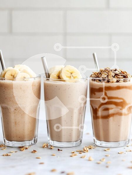 Σετ των 2 Intra Συλλεκτικό Ξύλινο Παζλ Plywood  4mm - Τρεις ποικιλίες Smoothies με μπανάνα και γκρανόλα Σε Ξύλινο Κουτί - Διαστάσεις: 10x10 cm – 25 κομμάτια