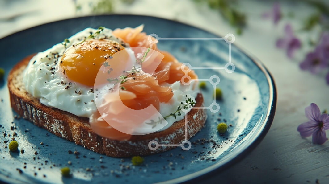 Σετ των 2 Intra Συλλεκτικό Ξύλινο Παζλ Plywood  4mm - Αυγό ποσέ σε τοστ με καπνιστό σολομό Σε Ξύλινο Κουτί - Διαστάσεις: 10x10 cm – 25 κομμάτια