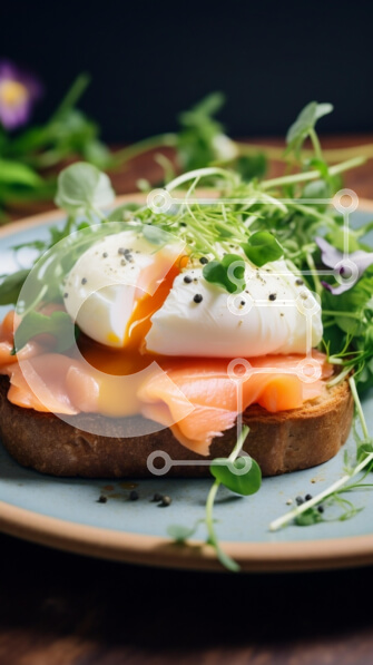 Intra Συλλεκτικό Ξύλινο Παζλ Plywood  4mm - Γκουρμέ αυγό ποσέ με καπνιστό σολομό σε καφέ ψωμί Σε Ξύλινο Κουτί - Διαστάσεις: 10x10 cm – 25 κομμάτια