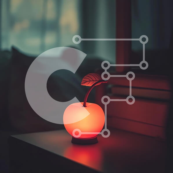 Intra Συλλεκτικό Ξύλινο Παζλ Plywood  4mm - Άνετο φωτιστικό σε σχήμα μήλου σε δωμάτιο με χαμηλό φωτισμό Σε Ξύλινο Κουτί - Διαστάσεις Puzzle: 10x10 cm – 25 κομμάτια