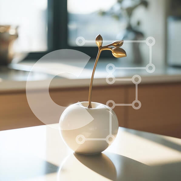 Intra Συλλεκτικό Ξύλινο Παζλ Plywood  4mm - Μοντέρνο βάζο σε σχήμα μήλου στον πάγκο Σε Ξύλινο Κουτί - Διαστάσεις Puzzle: 10x10 cm – 25 κομμάτια