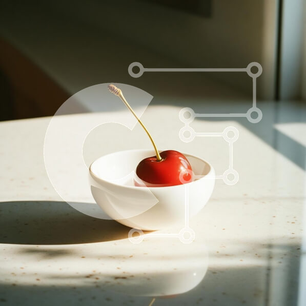 Σετ των 2 Intra Συλλεκτικό Ξύλινο Παζλ Plywood  4mm - Κεράσι σε λευκό μπολ Σε Ξύλινο Κουτί - Διαστάσεις: 10x10 cm – 25 κομμάτια