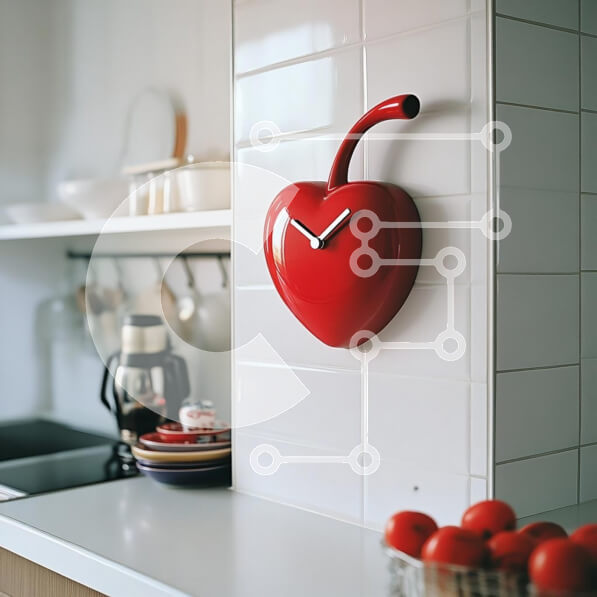 Intra Συλλεκτικό Ξύλινο Παζλ Plywood  4mm - Ρολόι σε σχήμα καρδιάς στην κουζίνα Σε Ξύλινο Κουτί - Διαστάσεις Puzzle: 10x10 cm – 25 κομμάτια