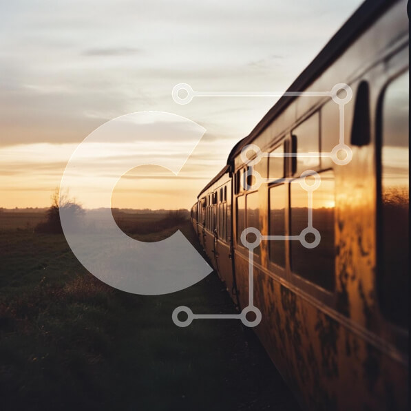 Intra Συλλεκτικό Ξύλινο Παζλ Plywood  4mm - Vintage τρένο στο ηλιοβασίλεμα Σε Ξύλινο Κουτί - Διαστάσεις Puzzle: 10x10 cm – 25 κομμάτια