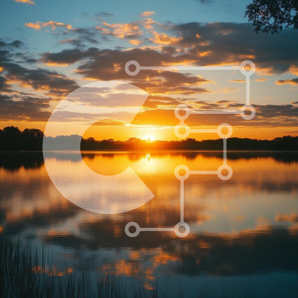 Intra Συλλεκτικό Ξύλινο Παζλ Plywood  4mm - Γαλήνιο ηλιοβασίλεμα πάνω από μια ήρεμη λίμνη Σε Ξύλινο Κουτί - Διαστάσεις: 10x10 cm – 25 κομμάτια