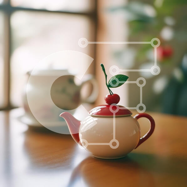 Intra Συλλεκτικό Ξύλινο Παζλ Plywood  4mm - Γοητευτική τσαγιέρα με σχέδιο κερασιού και φύλλων Σε Ξύλινο Κουτί - Διαστάσεις: 10x10 cm – 25 κομμάτια