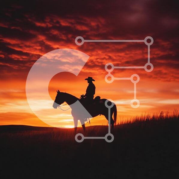 Intra Συλλεκτικό Ξύλινο Παζλ Plywood  4mm - Καουμπόι έφιππος στο ηλιοβασίλεμα Σε Ξύλινο Κουτί - Διαστάσεις: 10x10 cm – 25 κομμάτια