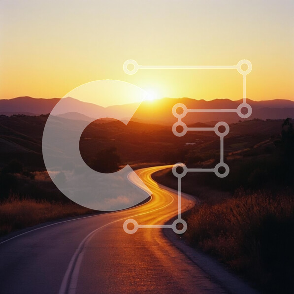 Intra Συλλεκτικό Ξύλινο Παζλ Plywood  4mm - Καμπυλωτός δρόμος στο ηλιοβασίλεμα σε ένα γαλήνιο τοπίο Σε Ξύλινο Κουτί - Διαστάσεις: 10x10 cm – 25 κομμάτια