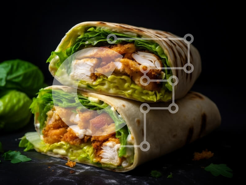 Σετ των 2 Intra Συλλεκτικό Ξύλινο Παζλ Plywood  4mm - Τυλίξτε κοτόπουλο με μαρούλι και σάλτσα Σε Ξύλινο Κουτί - Διαστάσεις: 10x10 cm – 25 κομμάτια