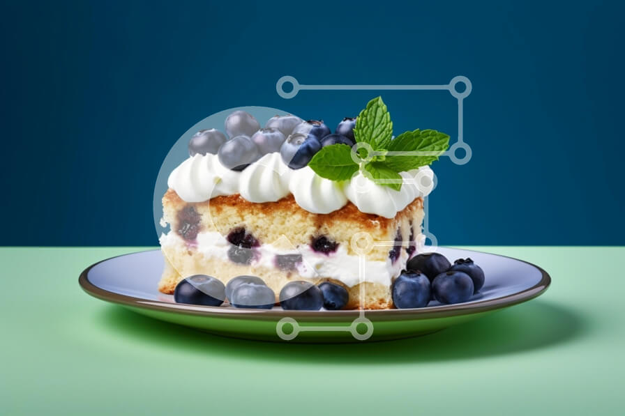 Σετ των 2 Intra Συλλεκτικό Ξύλινο Παζλ Plywood  4mm - Φέτα κέικ βατόμουρου με φρέσκα φρούτα και μέντα Σε Ξύλινο Κουτί - Διαστάσεις: 10x10 cm – 25 κομμάτια