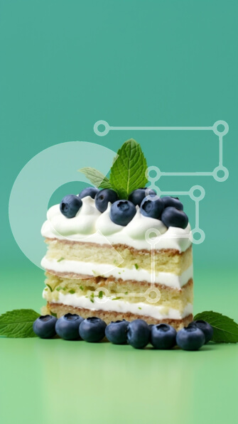 Intra Συλλεκτικό Ξύλινο Παζλ Plywood  4mm - Πολυεπίπεδο κέικ βατόμουρου με μέντα σε πράσινο φόντο Σε Ξύλινο Κουτί - Διαστάσεις: 10x10 cm – 25 κομμάτια