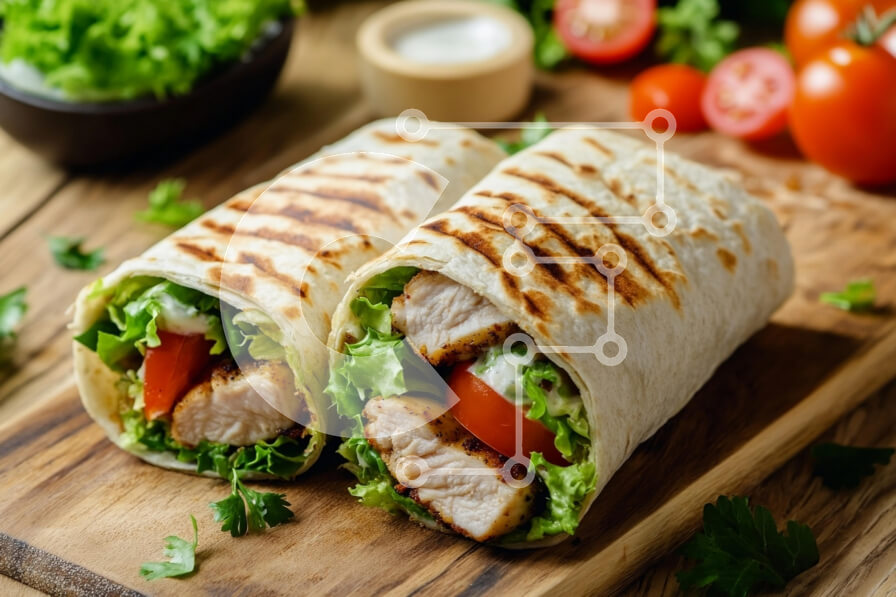 Σετ των 2 Intra Συλλεκτικό Ξύλινο Παζλ Plywood  4mm - Τυλίγματα κοτόπουλου στη σχάρα σε ξύλινη σανίδα κοπής Σε Ξύλινο Κουτί - Διαστάσεις: 10x10 cm – 25 κομμάτια