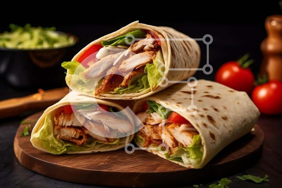 Σετ των 2 Intra Συλλεκτικό Ξύλινο Παζλ Plywood  4mm - Νόστιμα τυλίγματα κοτόπουλου σε ξύλινη σανίδα Σε Ξύλινο Κουτί - Διαστάσεις: 10x10 cm – 25 κομμάτια