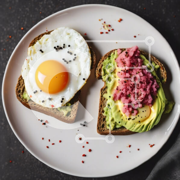 Σετ των 2 Intra Συλλεκτικό Ξύλινο Παζλ Plywood  4mm - Τοστ αβοκάντο με τηγανητό αυγό Σε Ξύλινο Κουτί - Διαστάσεις: 10x10 cm – 25 κομμάτια