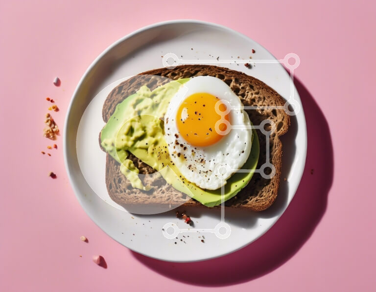 Σετ των 2 Intra Συλλεκτικό Ξύλινο Παζλ Plywood  4mm - Τοστ αβοκάντο με αυγό σε ροζ φόντο Σε Ξύλινο Κουτί - Διαστάσεις: 10x10 cm – 25 κομμάτια