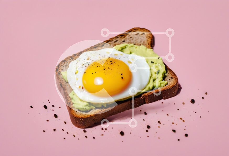 Σετ των 2 Intra Συλλεκτικό Ξύλινο Παζλ Plywood  4mm - Τοστ αβοκάντο με τηγανητό αυγό σε ροζ φόντο Σε Ξύλινο Κουτί - Διαστάσεις: 10x10 cm – 25 κομμάτια