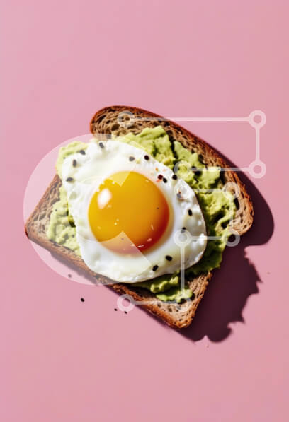 Σετ των 2 Intra Συλλεκτικό Ξύλινο Παζλ Plywood  4mm - Τοστ αβοκάντο με τηγανητό αυγό σε ροζ φόντο Σε Ξύλινο Κουτί - Διαστάσεις: 10x10 cm – 25 κομμάτια