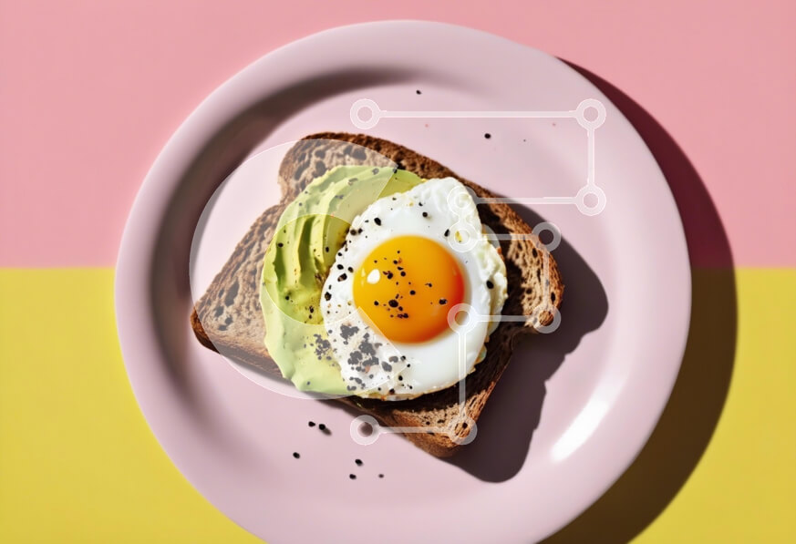 Σετ των 2 Intra Συλλεκτικό Ξύλινο Παζλ Plywood  4mm - Τοστ αβοκάντο με τηγανητό αυγό Σε Ξύλινο Κουτί - Διαστάσεις: 10x10 cm – 25 κομμάτια